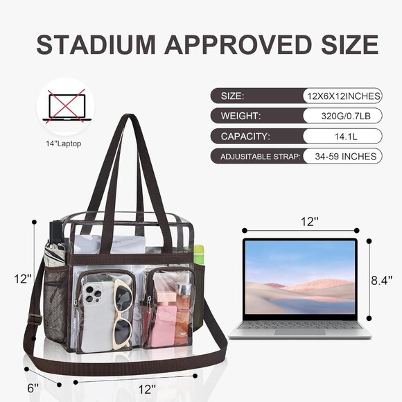 Lightweight Clear PVC Bag 12x6x12 with Adjustable Strap - Ideal for Events - Picture 2 of 9